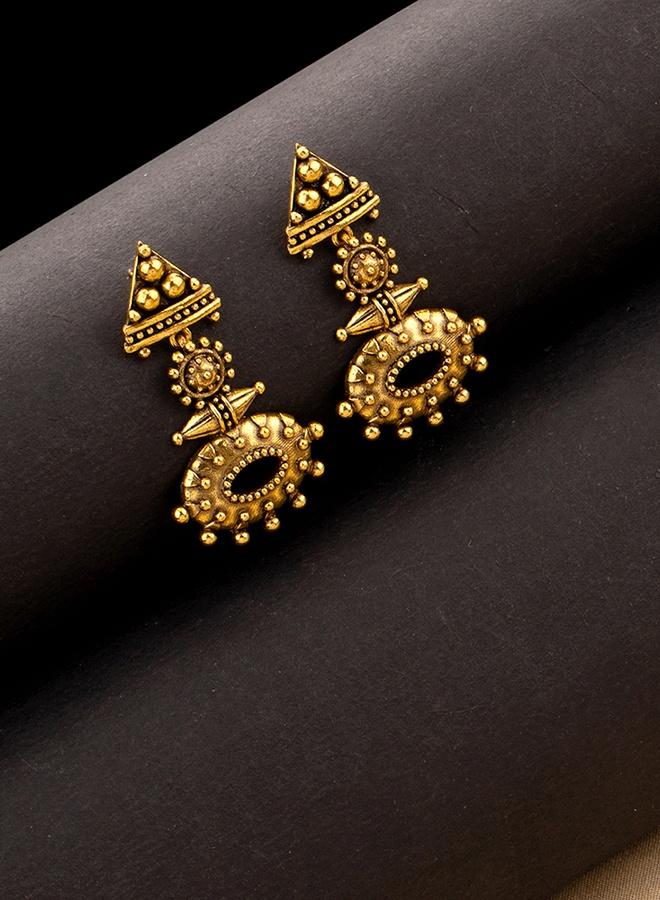 VOYLLA Rava Ball Oxidized Gold Dangle Earrings - Image 1