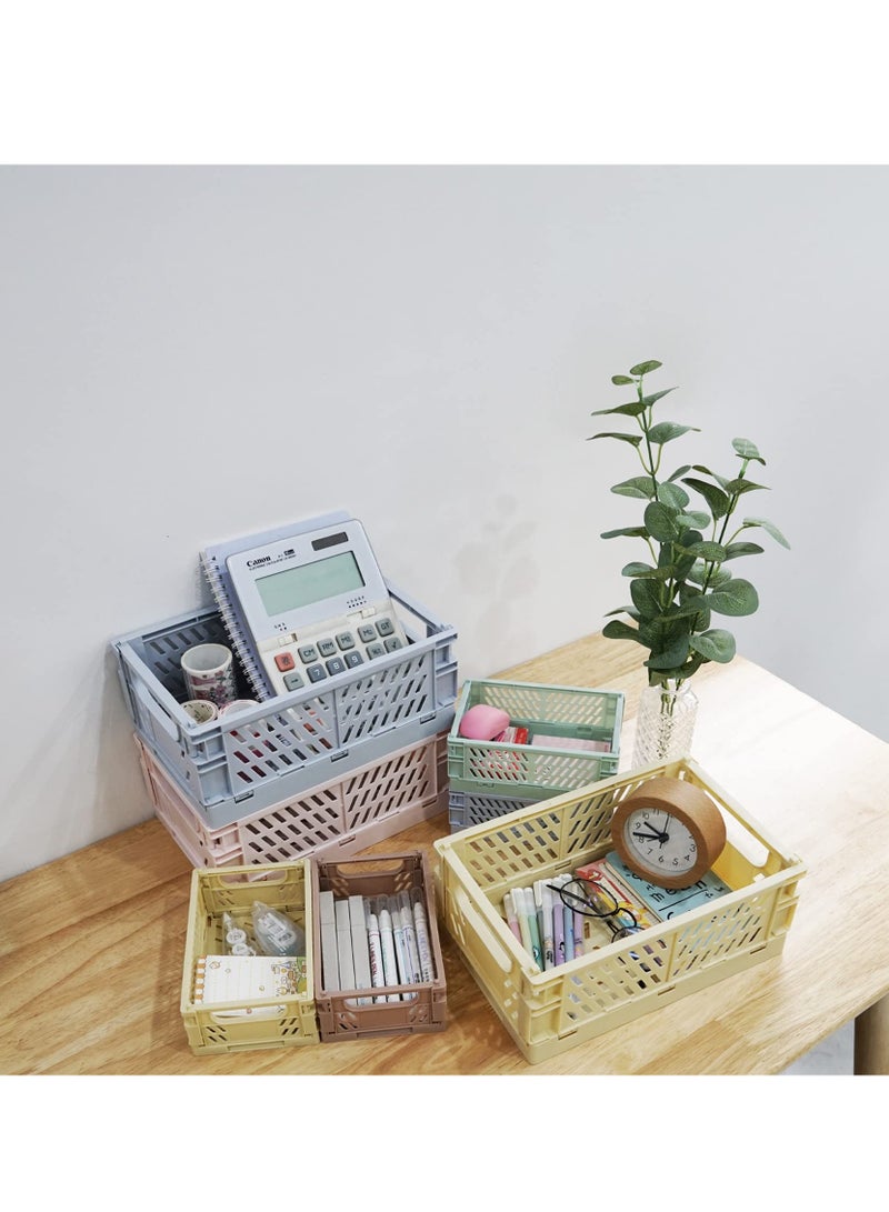 Foldable Storage Baskets, Medium and Mini Plastic Stackable Storage Bins, Plastic Basket Tray, Mini Reliable Folding Storage Crate for Office Kitchen Living Room Bathroom 3Pack - Image 4
