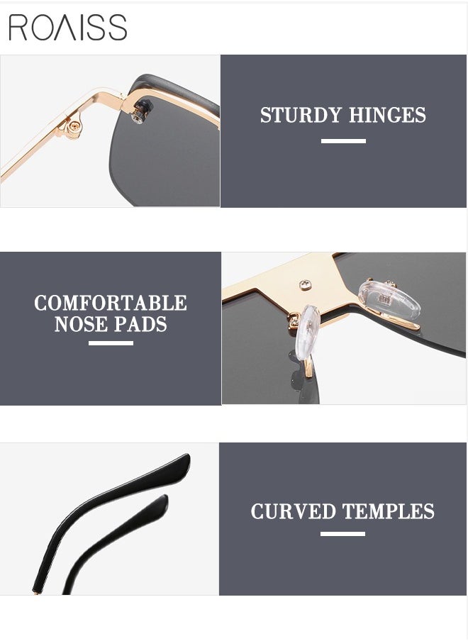 roaiss - Men's Gradient Square Sunglasses, Vintage Oversized Frameless Flat Top Sun Glasses UV400 Protection Glasses for Traveling, Shopping, Party, Photo Shoot, 64mm - Image 1