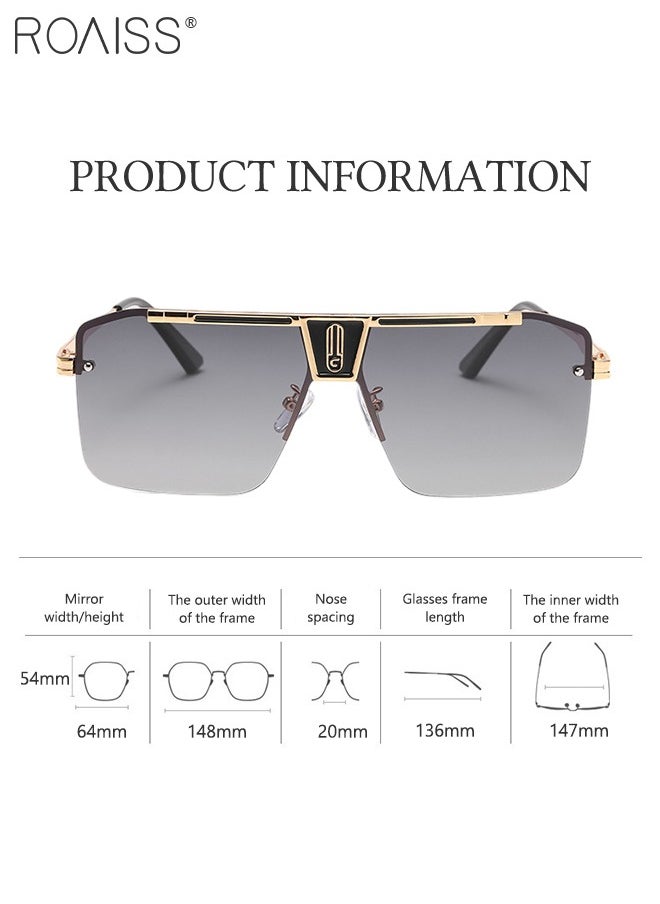 roaiss - Men's Gradient Square Sunglasses, Vintage Oversized Frameless Flat Top Sun Glasses UV400 Protection Glasses for Traveling, Shopping, Party, Photo Shoot, 64mm - Image 1
