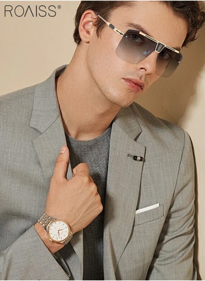 roaiss - Men's Gradient Square Sunglasses, Vintage Oversized Frameless Flat Top Sun Glasses UV400 Protection Glasses for Traveling, Shopping, Party, Photo Shoot, 64mm - Image 1