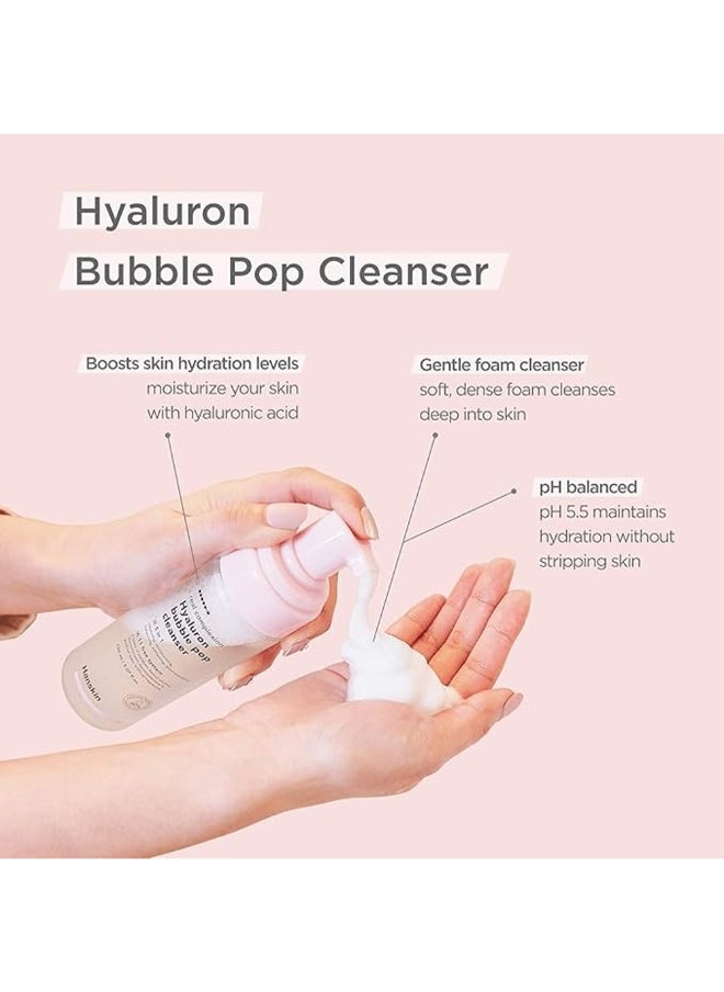 Hanskin Hyaluron Bubble Pop Cleanser, 5-In-1 Cleansing & Moisturizing, Glow Boosting Formula, 150Ml