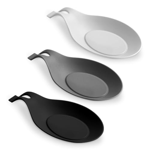 Jeukwud 3 Pack Silicone Spoon Rest for Stove Top, Silicone Spoon Holder for Kitchen Counter, Silicone Spoon Holder for Stove Top for Kitchen Utensils Spatula,Tongs,Ladles - Image 1