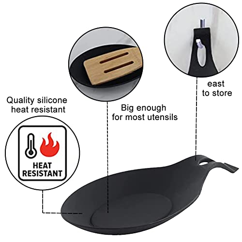 Jeukwud 3 Pack Silicone Spoon Rest for Stove Top, Silicone Spoon Holder for Kitchen Counter, Silicone Spoon Holder for Stove Top for Kitchen Utensils Spatula,Tongs,Ladles - Image 3