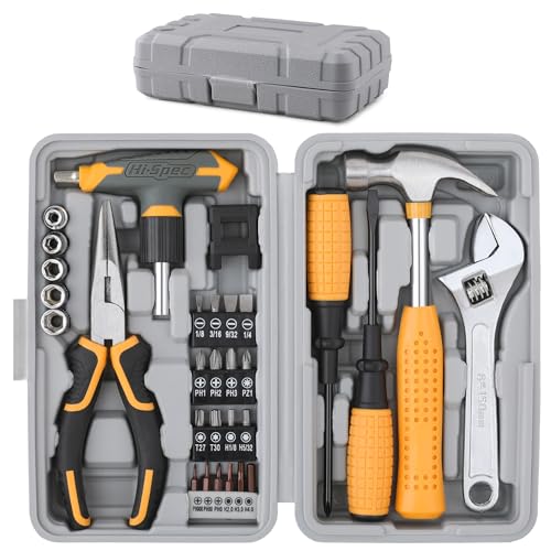 Hi-Spec HiSpec 30pc Magnetic THandle Ratchet Wrench and Screwdriver Set Small Compact Hand Tool Kit Set with Sockets for Home Car Office Toolkit Starter Repairs in a Portable Tool Box Case - Image 1