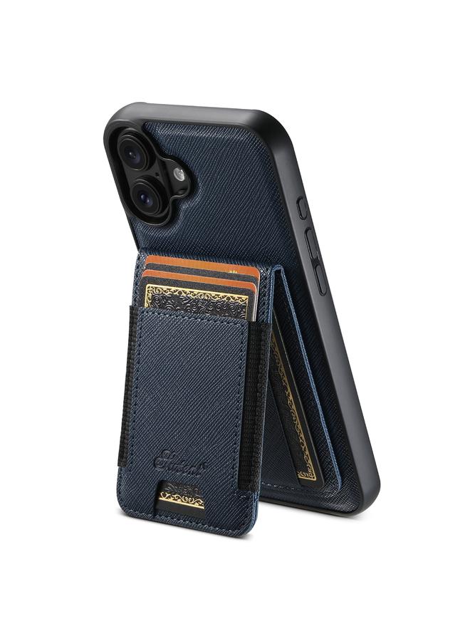 Suteni Case For iPhone 16 Plus H17 Cross Grain Leather MagSafe Detachable Wallet Phone Case - Image 1