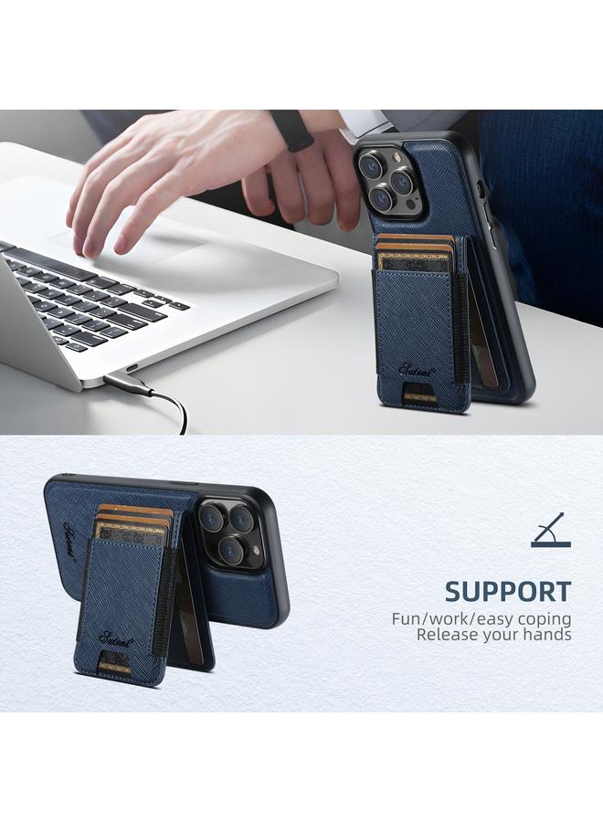 Suteni Case For iPhone 16 Plus H17 Cross Grain Leather MagSafe Detachable Wallet Phone Case - Image 3