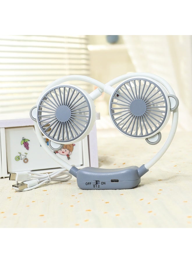 Nariele New USB Cute Cartoon Two Speed Adjustable Neck Hanging Small Fan