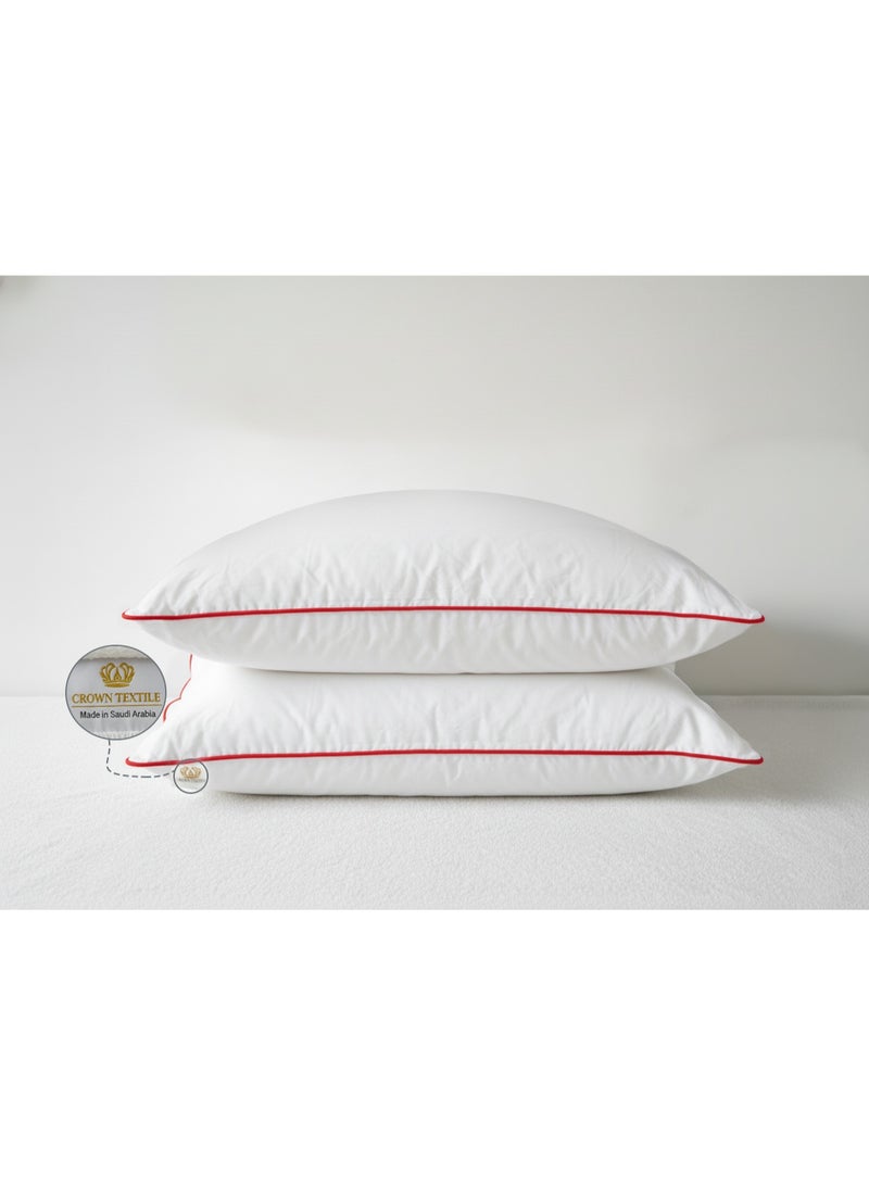 CROWN TEXTILE (Two pieces) cotton fabric pillow - stuffed with 1000g of microfiber, the pillow has a line of edges in attractive colors - Image 1