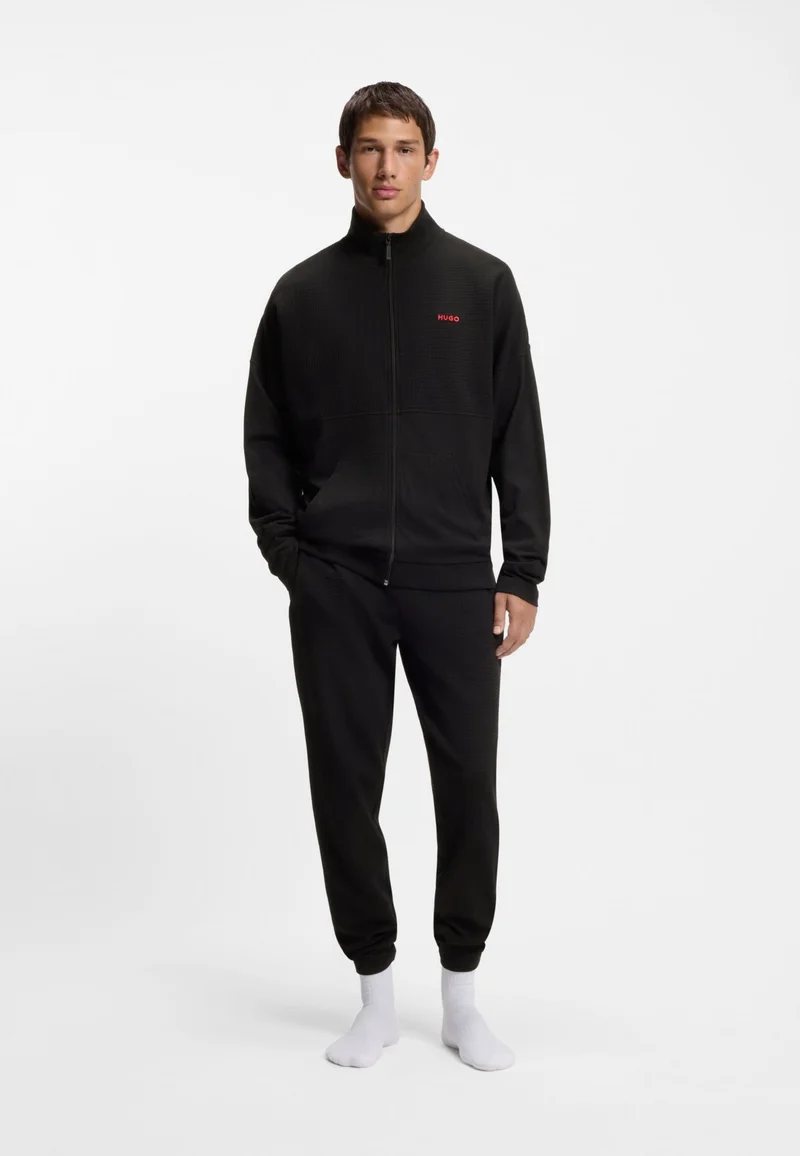 HUGO Cotton-blend zip-up jacket with waffle structure