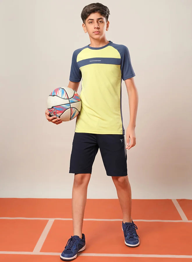 Technosport Boys Color Block Raglan Sleeves T-Shirt