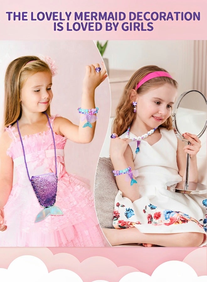 GROIC Dress Up Jewelry Set for Girls Pearl Necklace Bracelet Ring Set,Theme Party Pendant Necklace for Girls Costume Accessories,Pretend Play Party Decorations,Cosplay Accessories - Image 3