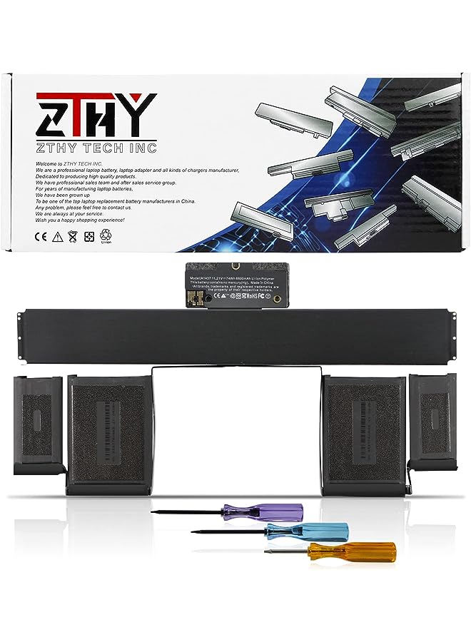 ZTHY A1437 Laptop Battery Replacement For Macbook Pro Retina 13" 13.3" A1425 (Late 2012 Early 2013) Core I5 2.6 3.0 Emc 2672 2557 Md212Ll/A Md212J/A Md213Ll/A Md213J/A Me662Ll/A 11.21V 74Wh - Image 1