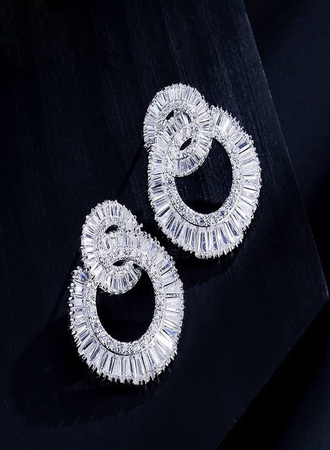 Woerda Celebrity Design Women Elegant Statement Rhinestone Jewelry Dangle Drop Earrings Studs - Image 3