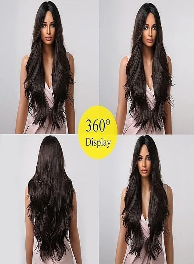 ASSU Natural Brown 24 Inch Long Wavy Synthetic Hair Wig & Extensions for Women & Girls | Full Head Wig with Net Cap | Natural-Looking Nakli Baal for Functions, Cosplay & Hair Loss - Image 3