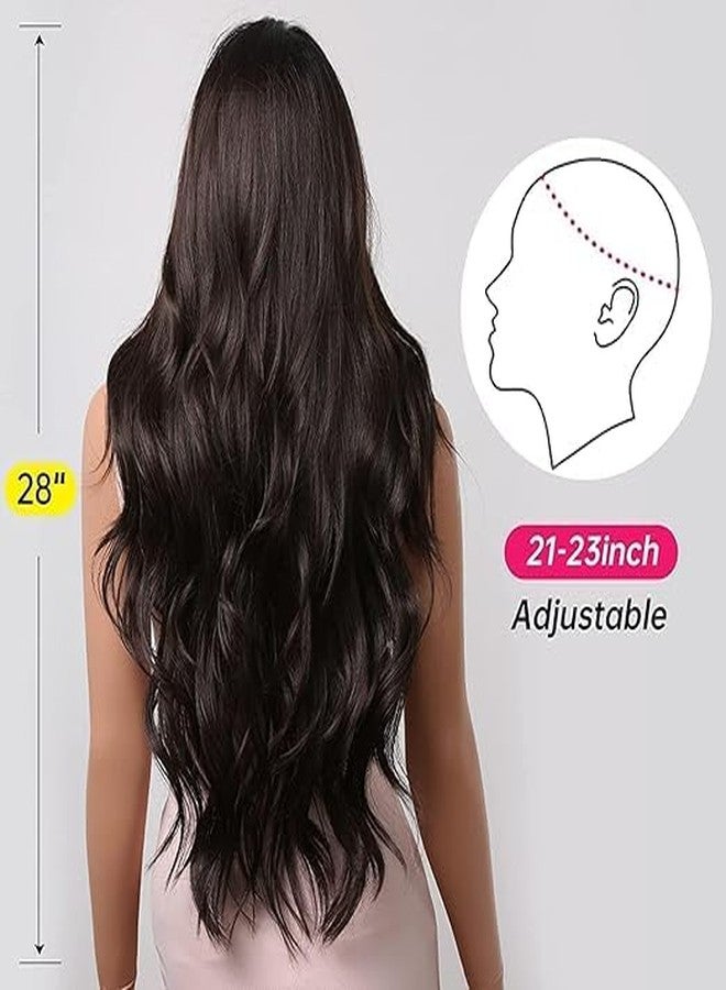 ASSU Natural Brown 24 Inch Long Wavy Synthetic Hair Wig & Extensions for Women & Girls | Full Head Wig with Net Cap | Natural-Looking Nakli Baal for Functions, Cosplay & Hair Loss - Image 5
