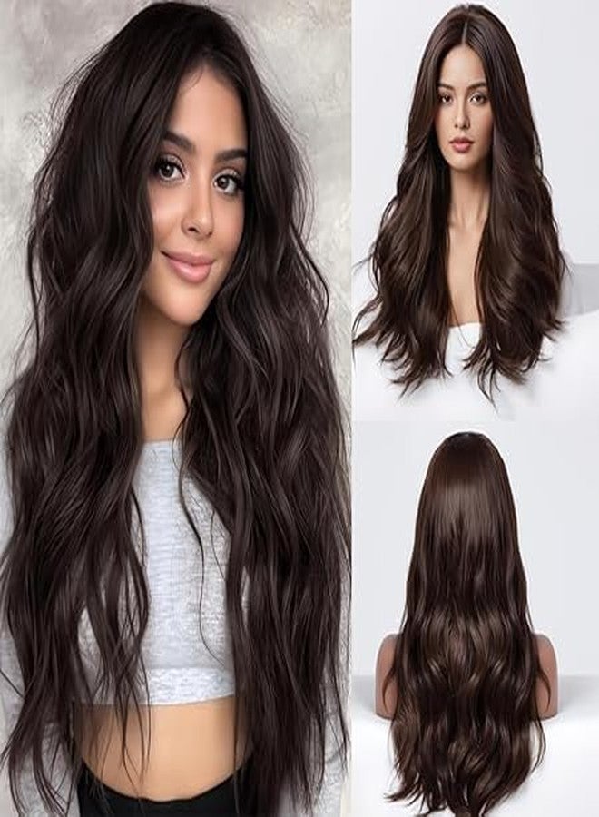 ASSU Natural Brown 24 Inch Long Wavy Synthetic Hair Wig & Extensions for Women & Girls | Full Head Wig with Net Cap | Natural-Looking Nakli Baal for Functions, Cosplay & Hair Loss - Image 1