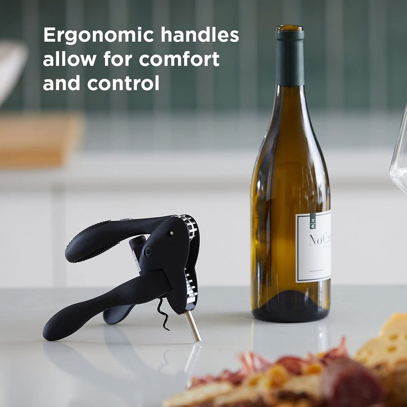 rabbit Rabbit W6004N Original Lever Corkscrew Wine Opener with Foil Cutter and Extra Spiral (Black)  - Image 5