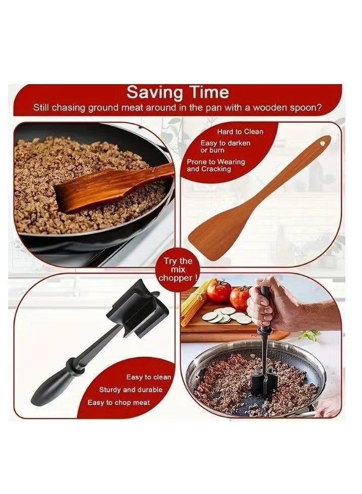 Heat Resistant Nylon Ground Meat Masher, Multifunctional Non-Stick Hamburger Chopper Tool for Minced Beef, Potato & Veggie Mixing Mashing - Image 2