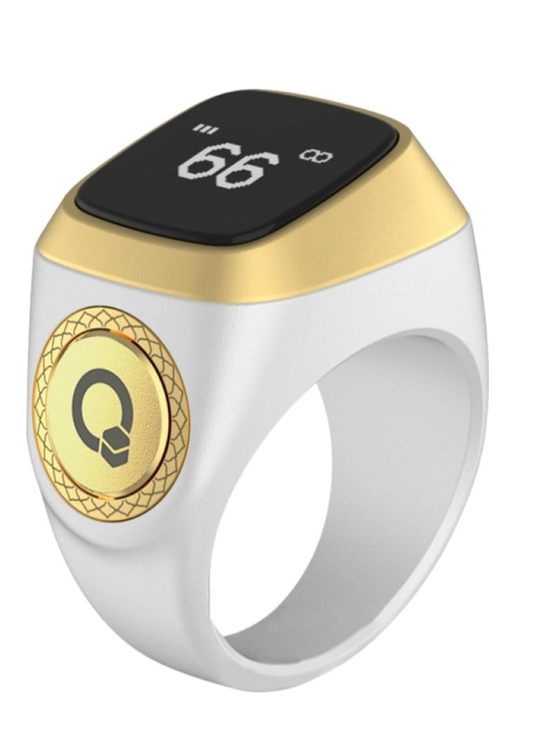 Waterproof smart tasbeeh ring, white color, 18 mm  - Image 1