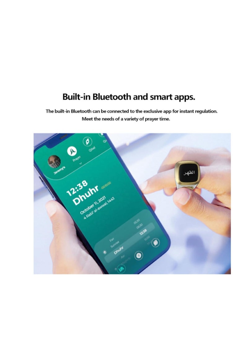 Waterproof smart tasbeeh ring, white color, 18 mm  - Image 2