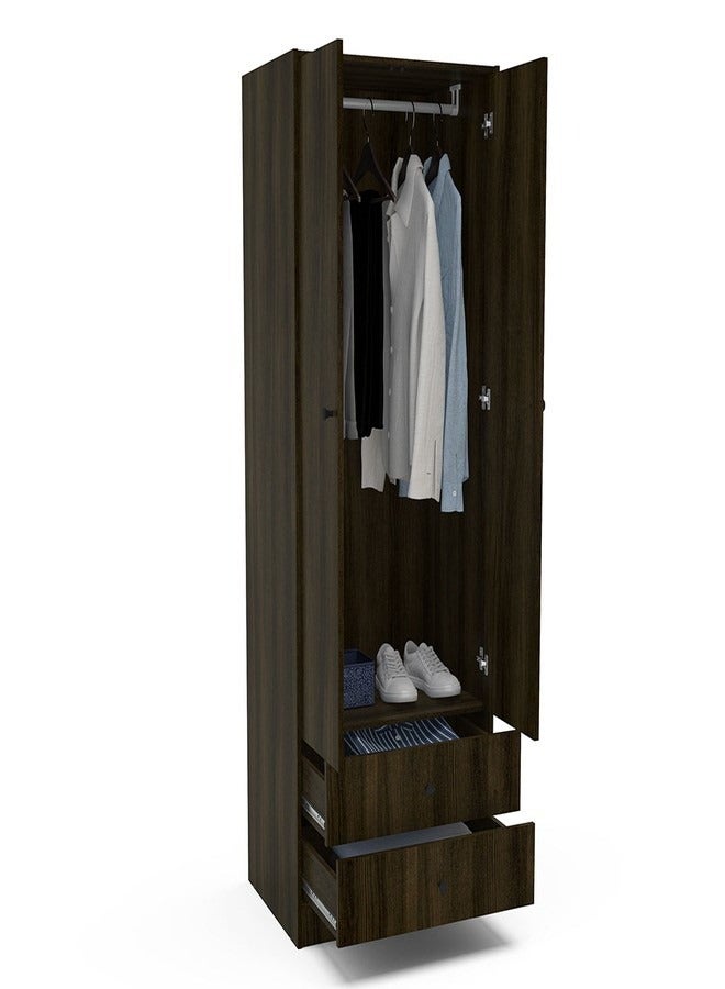 POLITORNO MOVEIS Wardrobe Clothes Storage 2 Door&2 Drawers Tobacoo Color 180x61.7x44.5  - Image 1