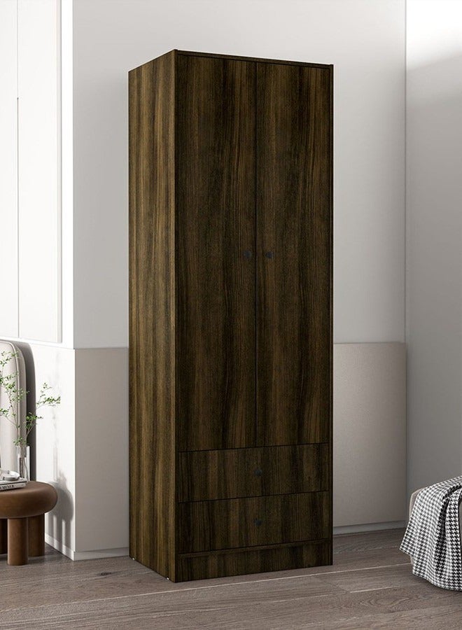 POLITORNO MOVEIS Wardrobe Clothes Storage 2 Door&2 Drawers Tobacoo Color 180x61.7x44.5  - Image 2