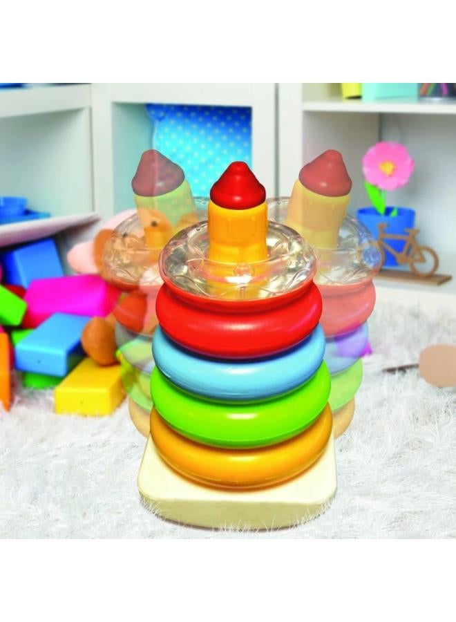 King Kids King Kids Ring Stacker Toy, 5 Colorful Rings, Educational Activity Game, Ages 3+, 13x21x13 cm  - Image 2