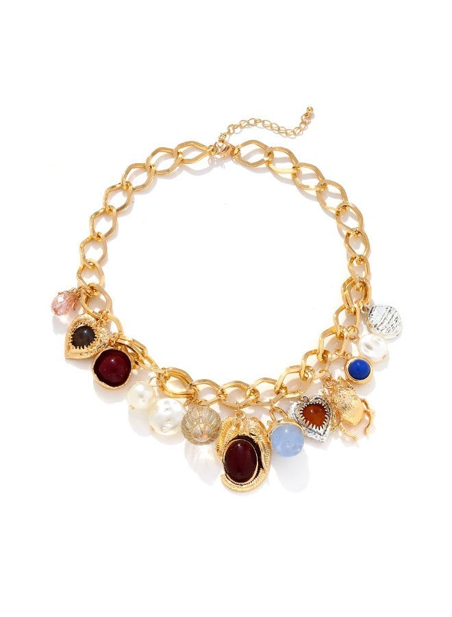 xozgdovg ZA Exaggerated Royal Style Heart Insect Pearl Pendant Necklace - Image 1