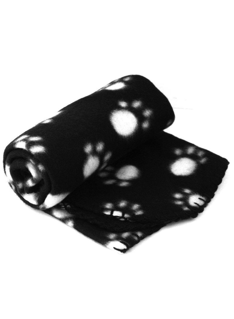 Elite Pet Blankets Soft Dog Cat Fleece Blankets Extra Large Plush Throws Dog Cat New Pet Touch Soft Fleece Large Pet Blankets Kittens Paws Black - Image 1
