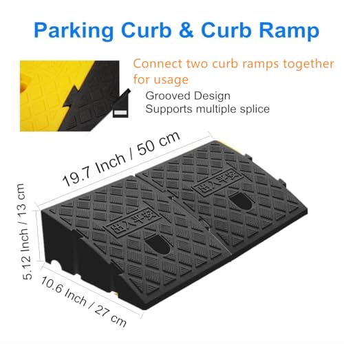 Deshitong 2Pack Curb Ramp Black Color, Portable Lightweight Heavy Duty Plastic Driveway Curb Ramps for Low Cars,Motorcycle Ramp,Curb Ramps (5.12" H 19.7" L Two Curb ramps Connected) - Image 2