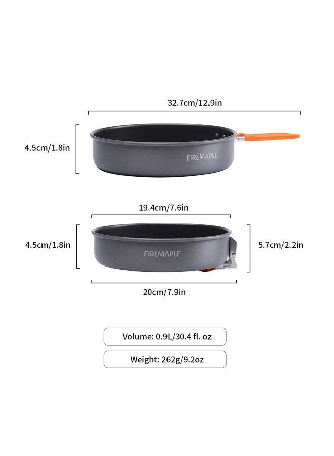 Fire-Maple Nonstick Camping Frying Pan | Durable Lightweight Camp Cookware for Cooking Egg Steak | Omelette Pan Griddle Tableware with Folding Handle | Portable Backpacking Skillet 0.9 Litre - Image 3