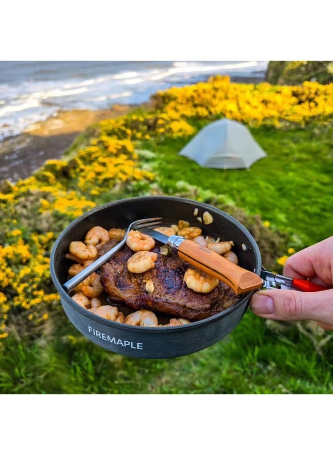 Fire-Maple Nonstick Camping Frying Pan | Durable Lightweight Camp Cookware for Cooking Egg Steak | Omelette Pan Griddle Tableware with Folding Handle | Portable Backpacking Skillet 0.9 Litre - Image 2