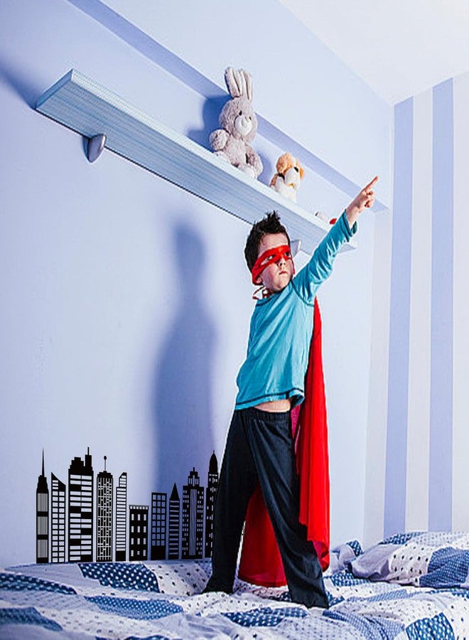 SUPERDANT Cityscape Wall Stickers City Buildings Silhouettes PVC Wall Art Decals Kids Room Vinyl Decor for Boy's Bedroom Livingroom Home Decoration School Dormitory Decals Party Decoration 38.6x14in - Image 4