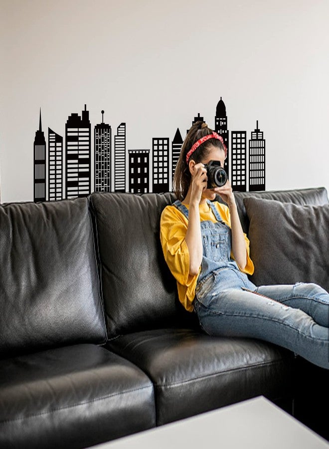 SUPERDANT Cityscape Wall Stickers City Buildings Silhouettes PVC Wall Art Decals Kids Room Vinyl Decor for Boy's Bedroom Livingroom Home Decoration School Dormitory Decals Party Decoration 38.6x14in - Image 5