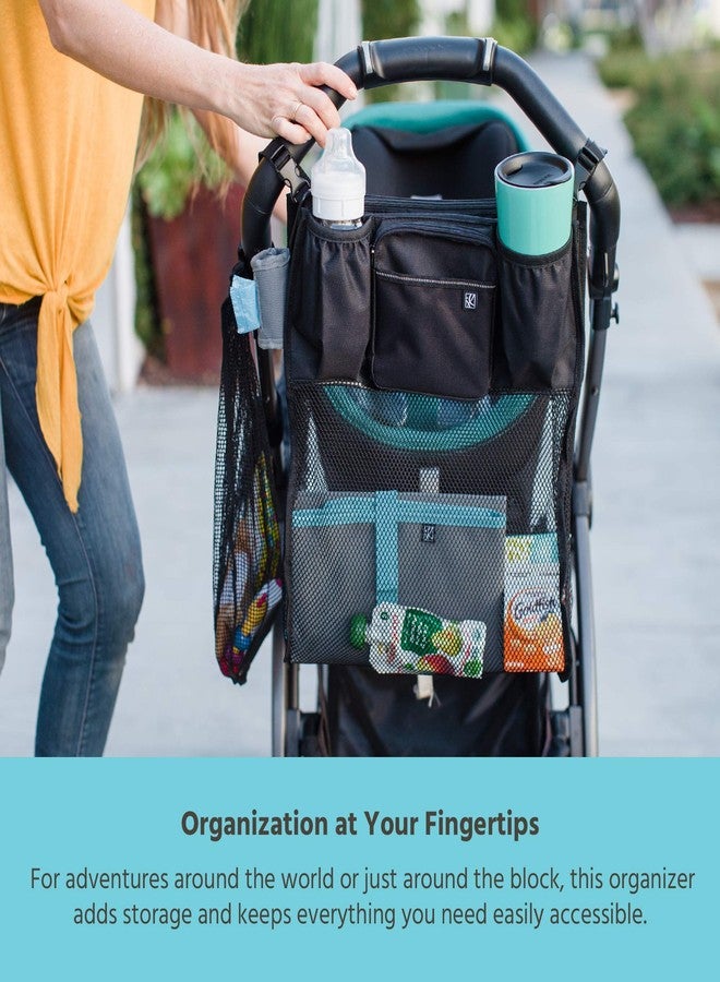 J.L. Childress Cups 'N Cargo Universal Stroller Caddy Organizer - Essential Travel Accessories for Baby Stroller, Includes Cup Holders & Mesh Storage Bag, Fits UPPAbaby, Doona, Nuna, & More - Black - Image 3