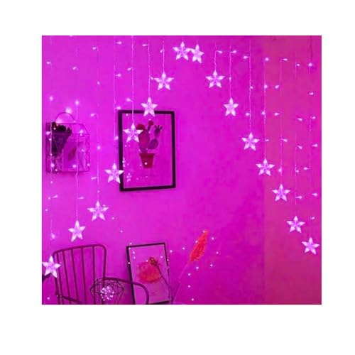 KHIZAR 16 Star LED Curtain Light Red | Decorative Curtain Lights for Bedroom & Home Decor | Ramadan Eid, Valentine, Mother’s Day & Festival Lighting ( RED Color) - Image 4