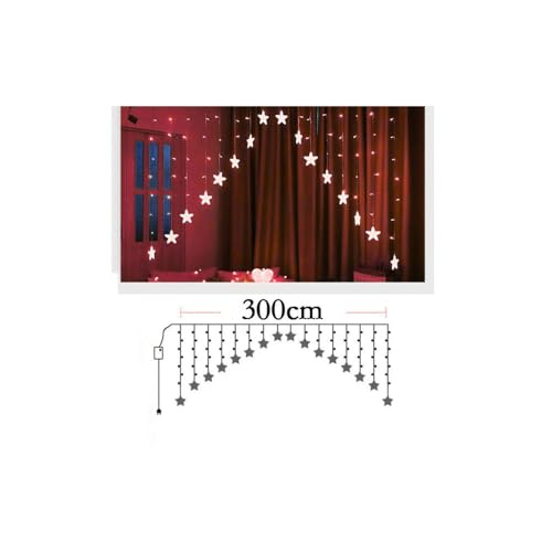 KHIZAR 16 Star LED Curtain Light Red | Decorative Curtain Lights for Bedroom & Home Decor | Ramadan Eid, Valentine, Mother’s Day & Festival Lighting ( RED Color) - Image 2