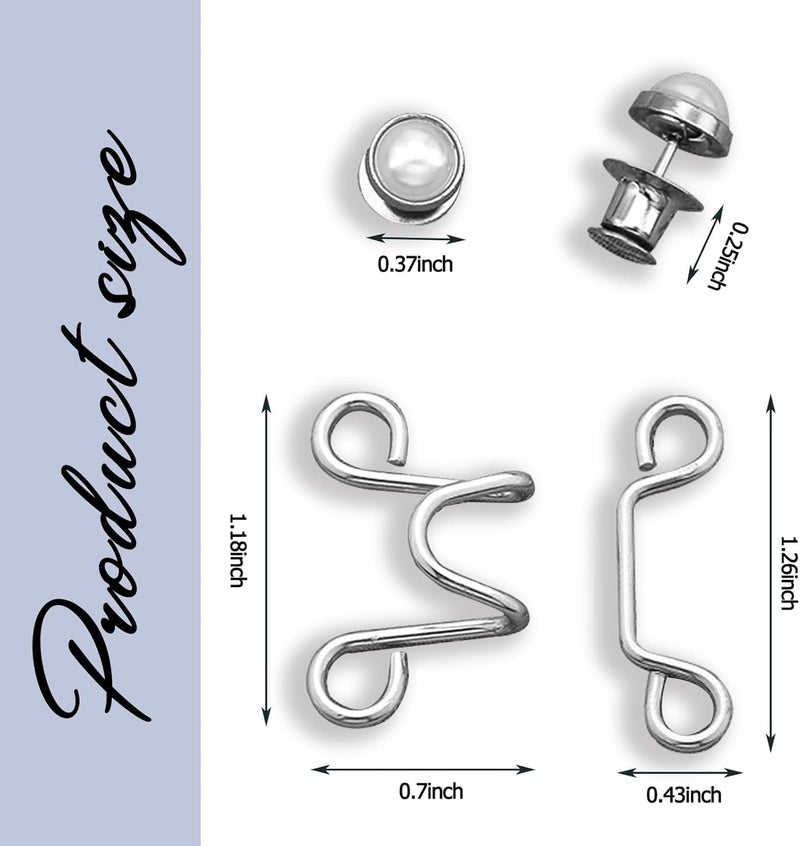 KRUPAVI Adjustable Jean Button2 Pcs Jean Button PinsAdjustable Waist Buckle Extender for JeansWaist Tightener Instant Clips for Loose Jeans SkirtsWhite Pearl - Image 2