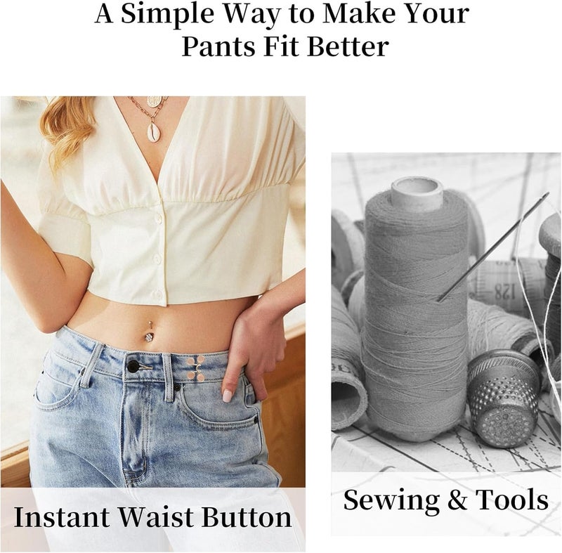 KRUPAVI Adjustable Jean Button2 Pcs Jean Button PinsAdjustable Waist Buckle Extender for JeansWaist Tightener Instant Clips for Loose Jeans SkirtsWhite Pearl - Image 5