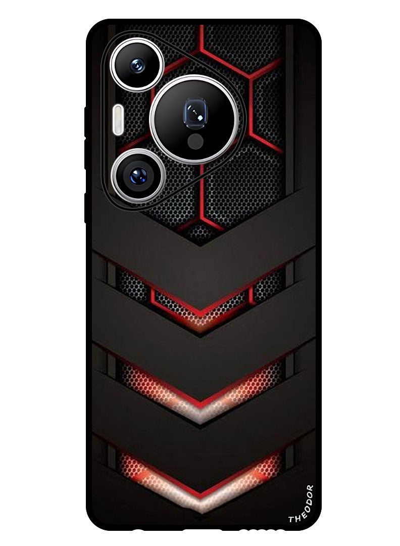 Theodor Protective Case Anti Scratch Shock Proof Bumper Cover For Huawei Pura 70 red & black - Image 1