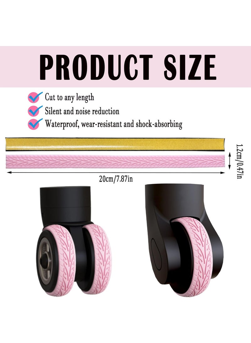 Barakah Luggage Wheel Covers, 8 Pcs Silent Noise Reduction Shock Absorbing Caster Cover, Protection Luggage Compartment Wheel Protection Cover, Wheel Protector Covers for Suitcase (Pink) - Image 4