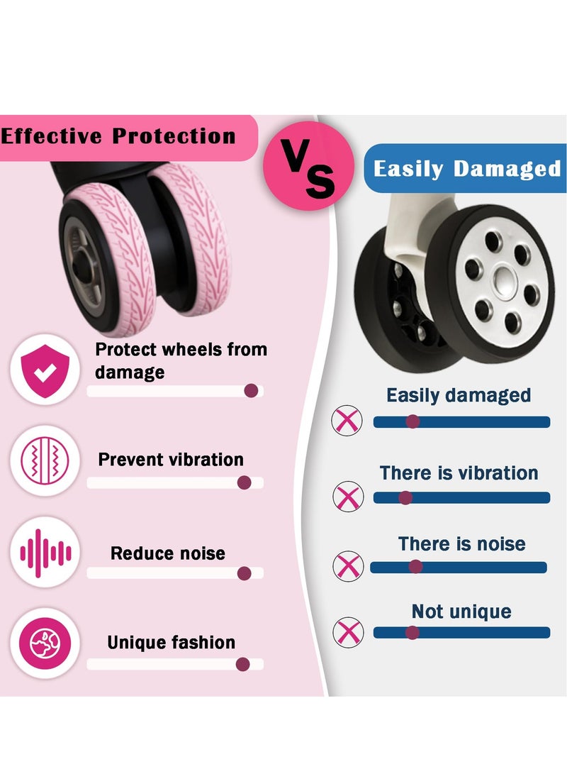 Barakah Luggage Wheel Covers, 8 Pcs Silent Noise Reduction Shock Absorbing Caster Cover, Protection Luggage Compartment Wheel Protection Cover, Wheel Protector Covers for Suitcase (Pink) - Image 2