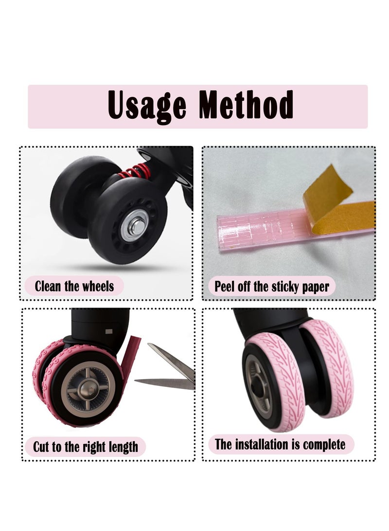 Barakah Luggage Wheel Covers, 8 Pcs Silent Noise Reduction Shock Absorbing Caster Cover, Protection Luggage Compartment Wheel Protection Cover, Wheel Protector Covers for Suitcase (Pink) - Image 5