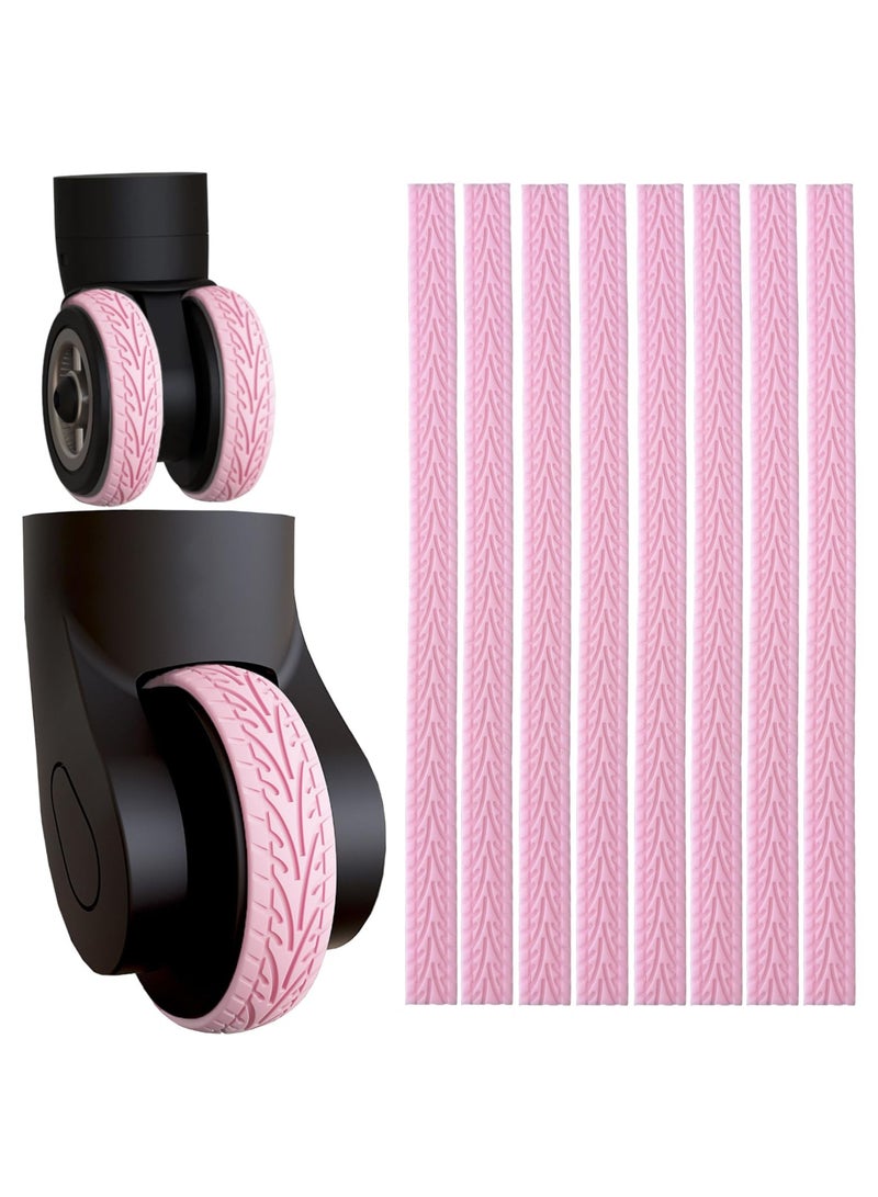 Barakah Luggage Wheel Covers, 8 Pcs Silent Noise Reduction Shock Absorbing Caster Cover, Protection Luggage Compartment Wheel Protection Cover, Wheel Protector Covers for Suitcase (Pink) - Image 1