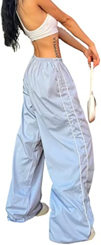 XPONNI Track Pants Women Baggy Y2k Parachute Pants for Women Y2K Clothing (LightBlue, S, Small) - Image 1