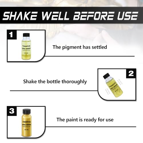 FusionFirm Liquid Gold Leaf Paint Kit - Alcohol-Based Quick Dry Ultra Shiny Metallic Gilding Paint for Crafts, Resin Art, DIY Decor | High Gloss Finish with Varnish | 2 x 30ml Bottles - Image 3
