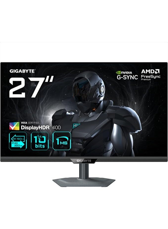 GIGABYTE G27U Gaming Monitor 27" 4K UHD - Dual Mode (4K 160Hz or FHD 320Hz), 3840x2160, 1ms, 350CD/m², FreeSync Premium, DisplayHDR400, HDMI 2.1, DisplayPort 1.4 Black - Image 1