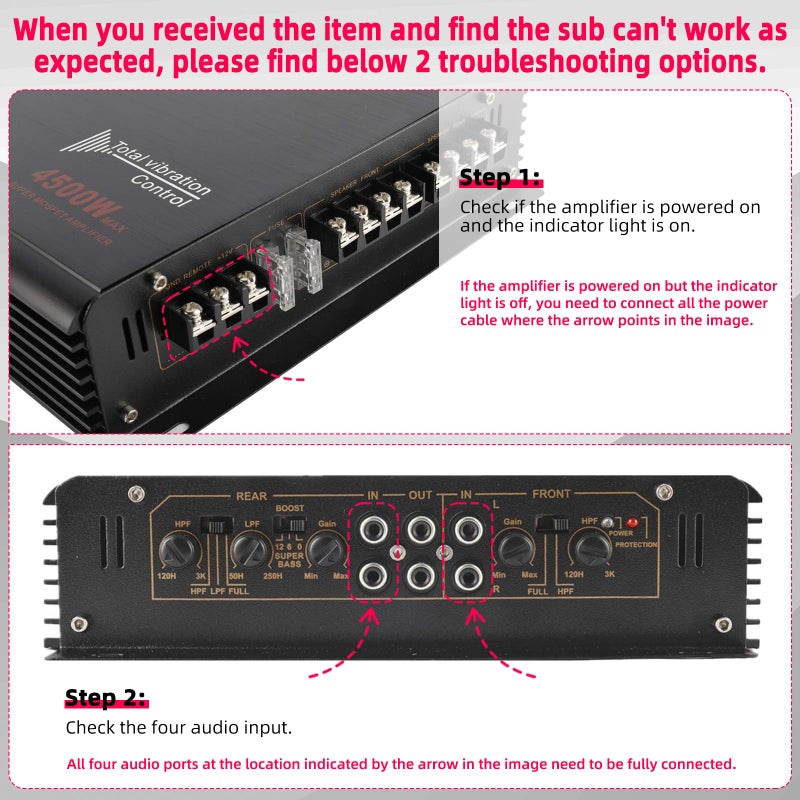 YaeCCC 4-Channels 4500W Car Power Amplifier Class A/B Car Audio Stereo Amplifier - Image 4
