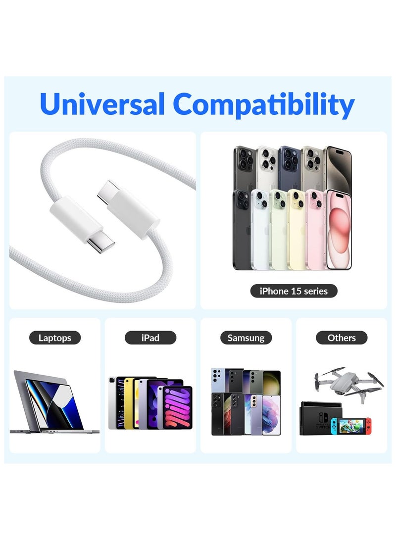 3 Pack for IPhone 16 15 Series Charger Cable, 60W USB C to USB C Fast Charging Cable Compatible with IPhone 16/15 Plus/15 Pro/16 Pro Max, iPad Pro/Air, Nylon-Braided Type C Charging Cords -1M - Image 5